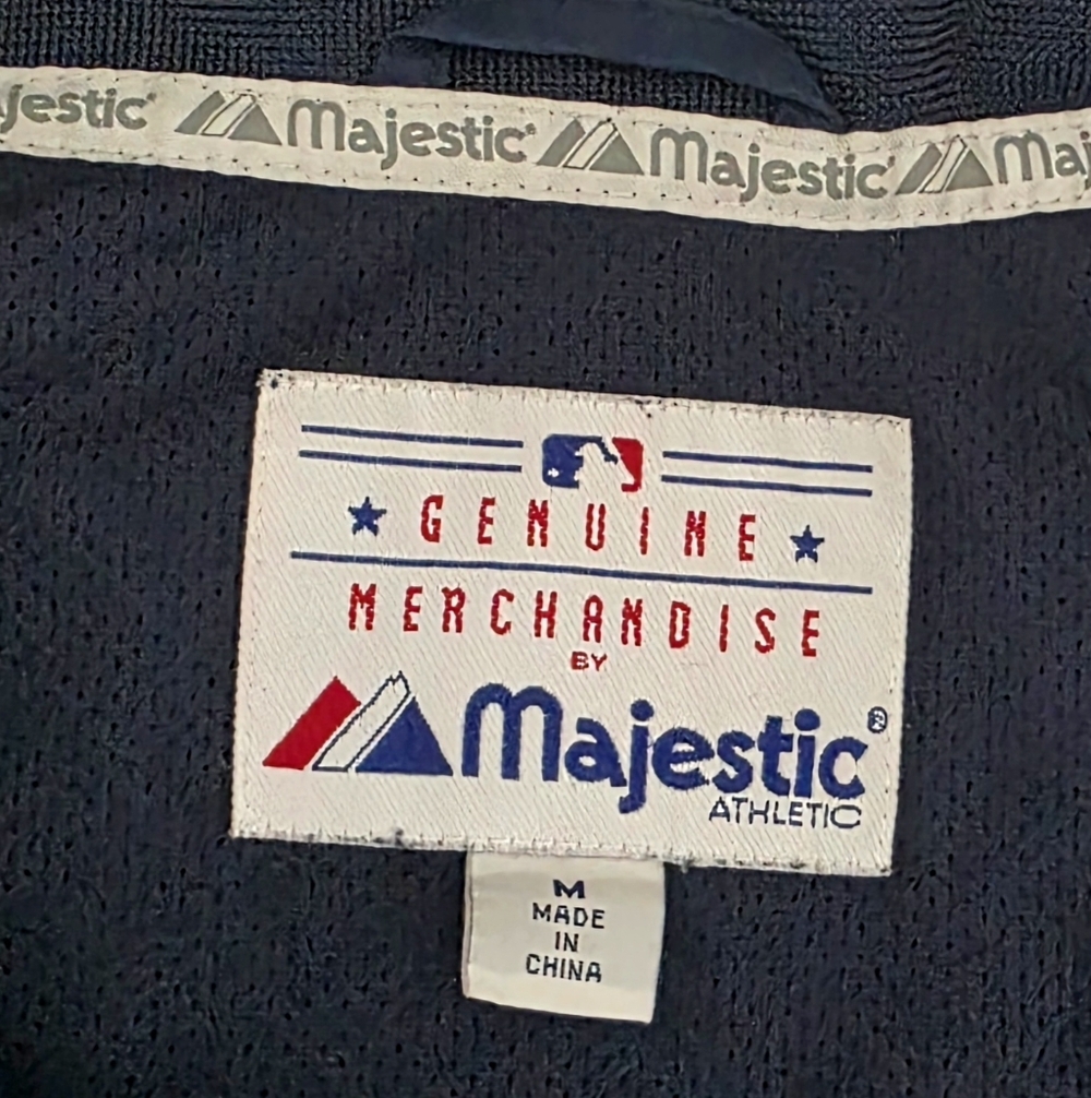 Majestic Vintage San Diego Padres Jacket Men's SZ Medium Blue official Baseball - Picture 14 of 15